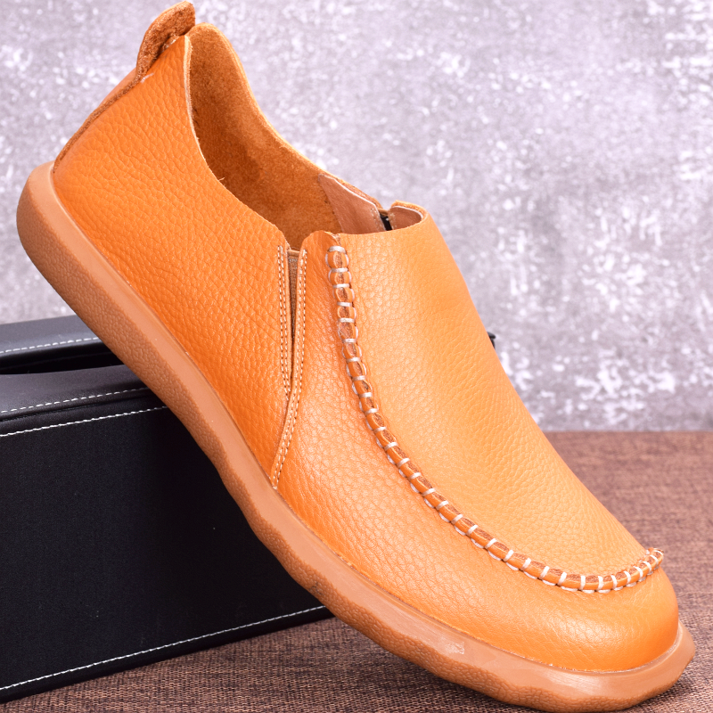 2023 new genuine leather men's shoes single layer head layer real cow leather One foot pedal sloth people everyday business casual leather shoes men-Taobao