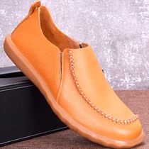 2022 new genuine leather mens shoes single layer head layer real cow leather One foot pedal sloth people everyday business casual leather shoes men