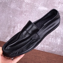 Foreign Trade Spring Genuine Leather Mens Shoes Sloppy Shoes Soft-bottom Bean Bean Shoes Head Layer Bull Leather Light Foot foot pedal Shoe Mens shoes Mens shoes