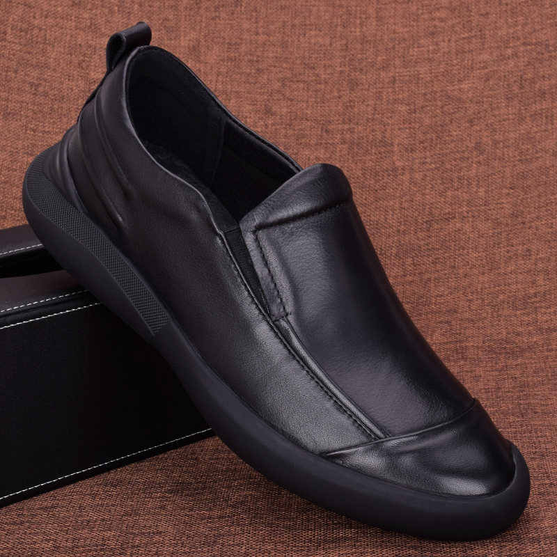 Foreign Trade Original Single Leather Shoes Men's Spring Men's Shoes Soft Face Leather Head Layer Bull Leather Business Casual Shoes Soft-bottom One Foot foot Shoes Heels