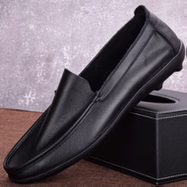 Summer single floor leather Male shoes Soft bottom bean Bean Shoes Business Casual Soft Face Bull Leather Dad Shoes A Foot Pedal Driving Shoes