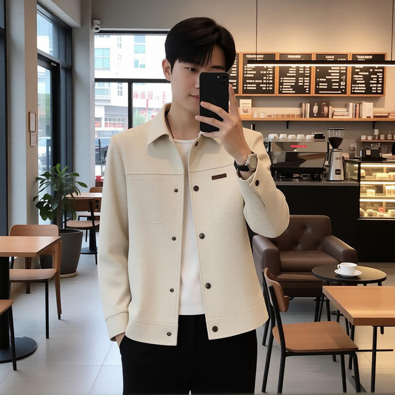 Spring and Autumn Versatile Slim-Fit New Jacket, Fashionable Casual Lapel Men's Coat Top 517