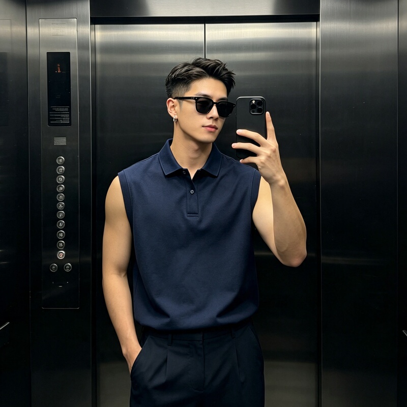 [Fashionable and Simple] Summer Men's Sleeveless Lapel T-Shirt Polo Shirt Trendy Casual Vest 75685