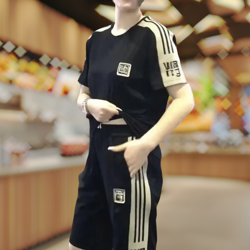 【Premium Quality】Summer Solid Color and Color Block Men's Sports Loose Fit Versatile Casual Set Short Sleeve Printed Breathable
