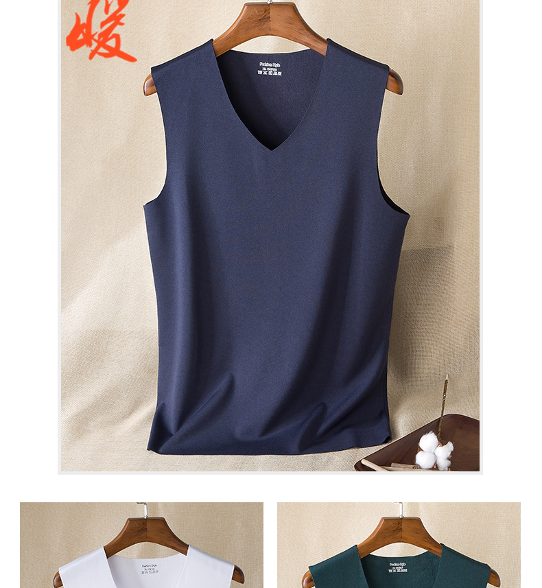 Áo vest nam mùa đông liền mạch cộng với áo nhung dày V-cổ không tay Slim vest thanh lịch bó sát nam áo lót nam trung niên
