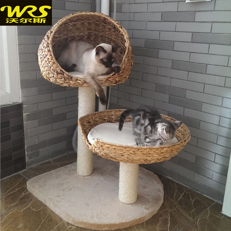 Vine-knitted cat climbing solid wood Banana Leaf Large Small And Medium-sized Cat Nest All Season Universal Cat Feline Catch Board Cat Tree Summer Cat House 