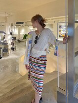 Today on] Autumn and winter 2021 high-waist rainbow skirt