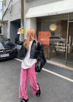 Today on] special process velvet casual pants children 2022 spring summer with vertical high waist and wide leg pants