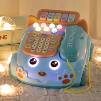 Childrens toy telephone simulation seat machine girl baby puzzle early to teach baby music mobile phone can bite boy small