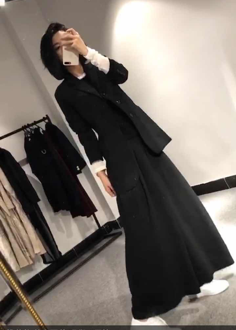 Thời trang thu đông châu Âu 2019 phù hợp với áo khoác đen phù hợp với áo rộng size rộng chân rộng quần nữ hai bộ thủy triều - Bộ đồ áo nữ đẹp