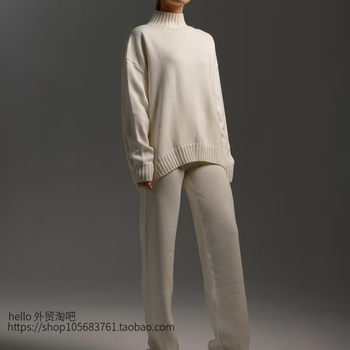 European and American Style New Fashion Casual Loose Knit Sweater and Pants Set