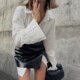 European and American Style Loose Shirt and Waist-Cinching Short Skirt Set