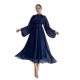 European and American Style Half-High Neck Zipper Long-Sleeve Flared Dress Half High Neck Chiffon Dress