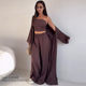 New European and American fashionable tube top cardigan top wide leg pants three piece set Fashion three piece set