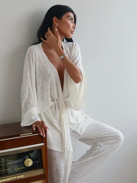 European and American New Style Loose Long-Sleeved Top and Pants Two-Piece Loungewear Set