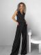 European and American Style V-Neck Vest and Wide-Leg Pants Casual Two-Piece Set