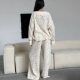 European and American new fashion loose casual long-sleeved tops and trousers home wear set Top and pants set