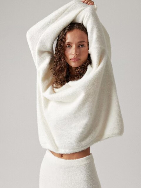 European and American Style Simple Knitted V-Neck Sweater and Skirt Set