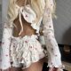 European and American Style New Fashion Printed Long-Sleeved Top and Shorts Set
