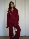 European and American Style Solid Color Half-Zip Sweater and Pants Set