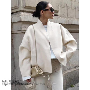 European and American Style New Loose-Fitting Long-Sleeved Short Woolen Jacket