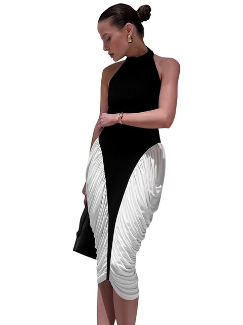 European and American Style Fashionable and Sexy Halter Neck Backless Sleeveless Dress