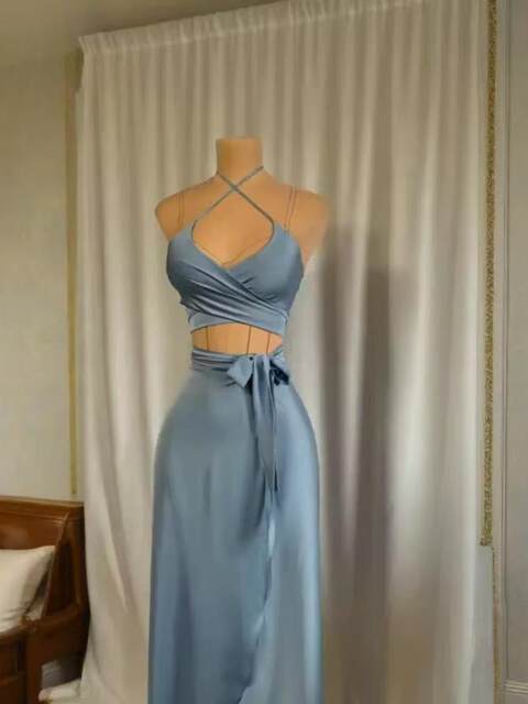 European and American New Style Seaside Vacation Tube Top Vest Half Skirt Set Tie up Vest Half Skirt Set