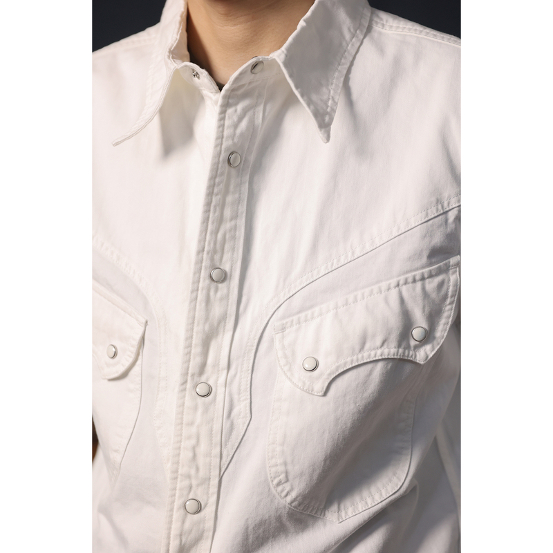 Cowboy Western Snap Shirt Simple American Casual Natural Color Western Cowboy Shirt with Pearl Buttons