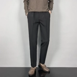 Мужские штаны, черный флисовый костюм, свободный прямой крой