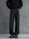 Черные демисезонные штаны, костюм для отдыха, свободный прямой крой, премиум класс
