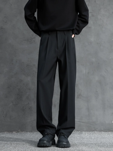 Черные демисезонные штаны, костюм для отдыха, свободный прямой крой, премиум класс