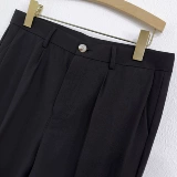 Костюм, черные штаны для отдыха, свободный прямой крой