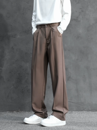 Черные демисезонные штаны, костюм для отдыха, свободный прямой крой, премиум класс