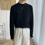 Черный цветной демисезонный утепленный базовый приятный телу шерстяной трикотажный свитер, высокий воротник, городской стиль