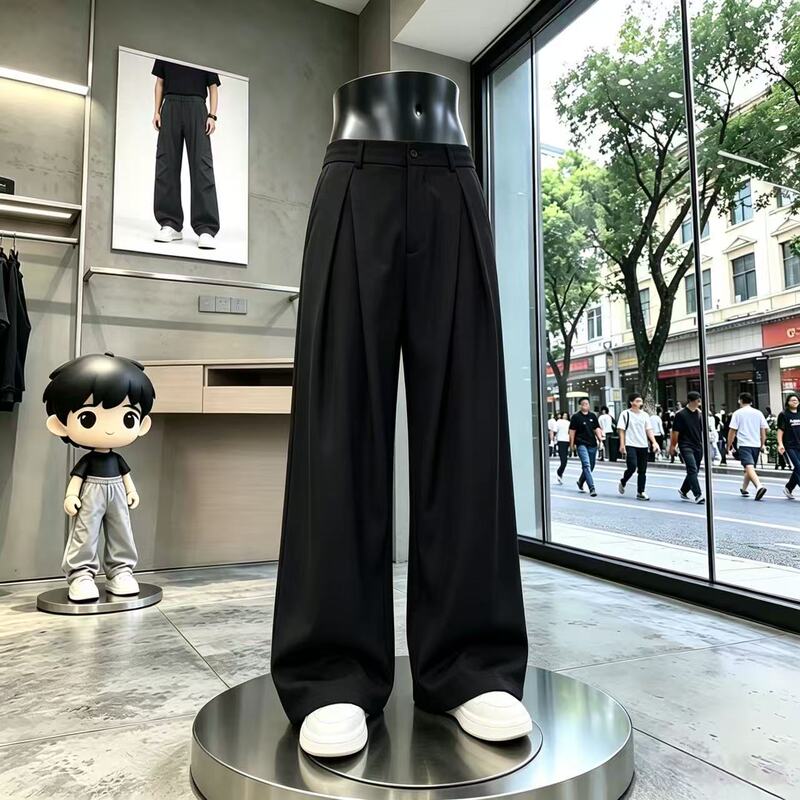Loose, Drapey, Three-Dimensional Pleated Wide-Leg Pants for Men, Stylish Dress Pants with a Relaxed Fit, Wrinkle-Free Casual Straight-Leg Trousers for Both Men and Women Loose, Drapey, Three-Dimensional Pleated Wide-Leg Pants for Men, Stylish Dress Pants with a Relaxed Fit, Wrinkle-Free Casual Straight-Leg Trousers for Both Men and Women