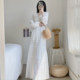 Summer white cotton and linen dress Sanya seaside vacation beach skirt Yunnan wear to ankle sunscreen long skirt