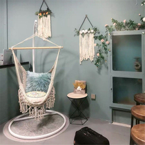 European and American wind ins tassel hanging chair mesh hand-woven mesh hanging blue chair hostel hotel net red swing chair