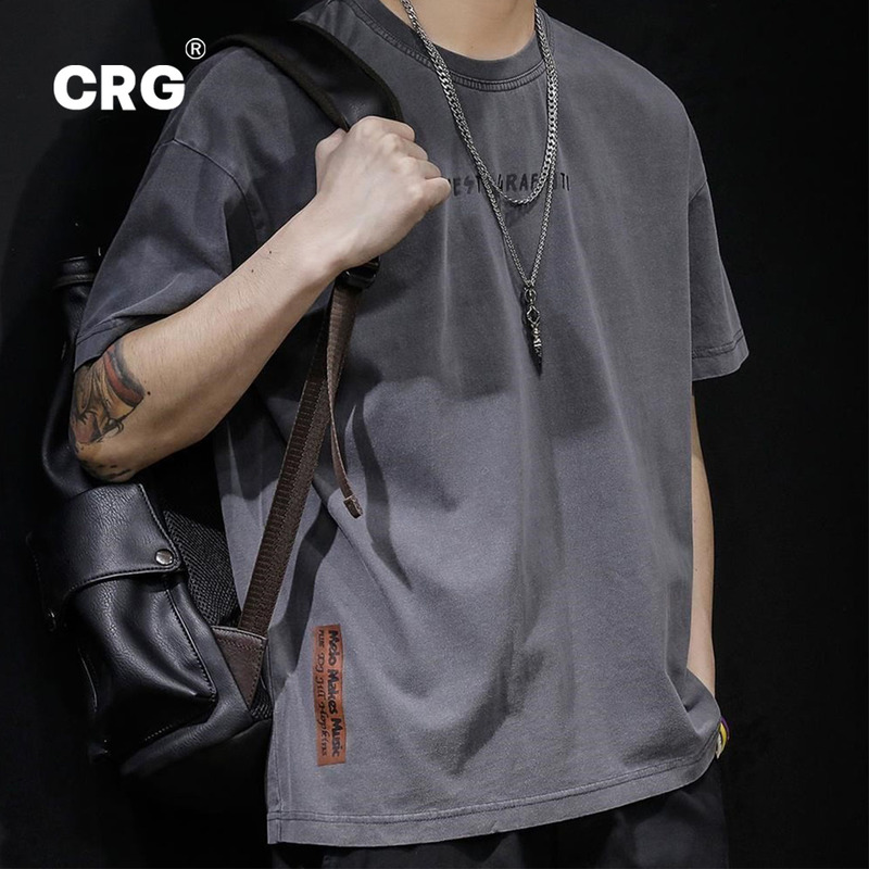 Hong Kong Trendy Brand Heavyweight Pure Cotton Short-Sleeve T-Shirt for Men, Summer Loose Fit, ins Hong Kong Style, Large Size, High-End Men's T-Shirt