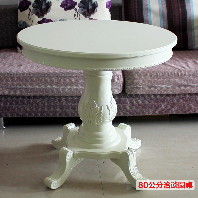 80 cm in negotiating table European-style solid wood round table small family dining table Ivory White Table Chairs