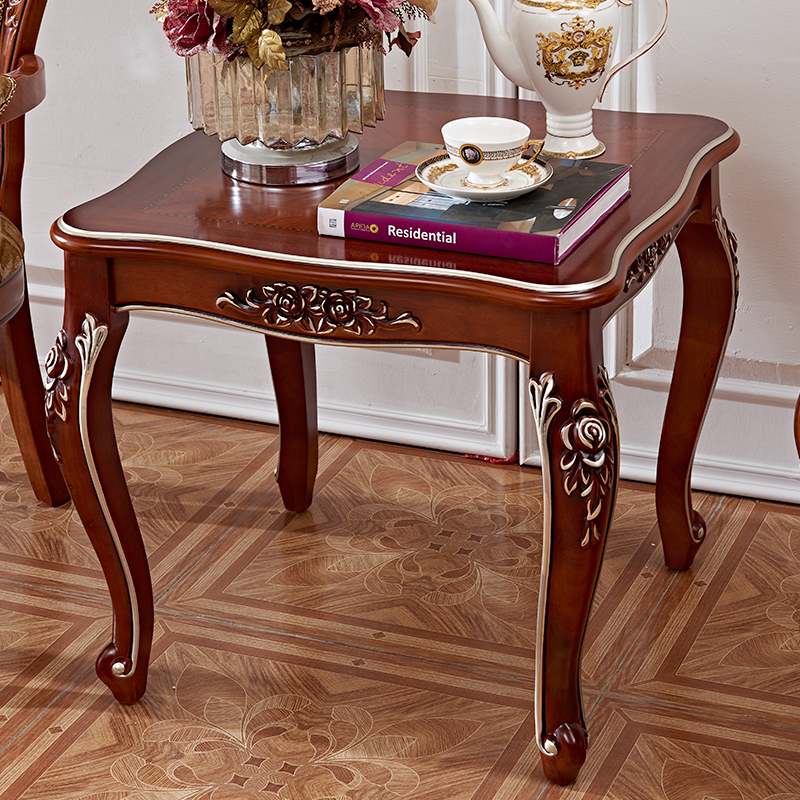 European-style solid wood coffee table, sofa, corner, clubhouse, negotiation, reception table, chair combination, coffee table, 65 cm