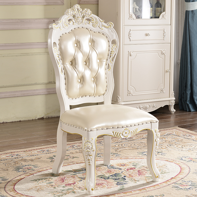 Eurostyle luxury headliner Bull Leather Chair Full Solid Wood Dining Chair Upscale Chair Whole-Dining Chairs Ivory White