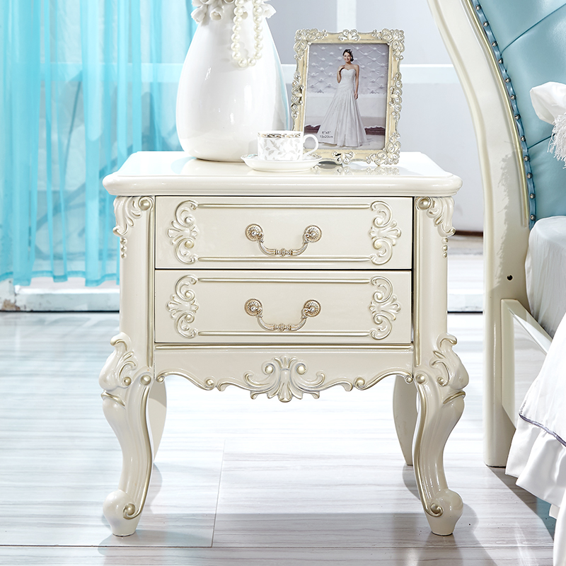 Xingai furniture European-style solid wood bedside table white pastoral drawer-type storage cabinet small apartment bedroom bedside cabinet