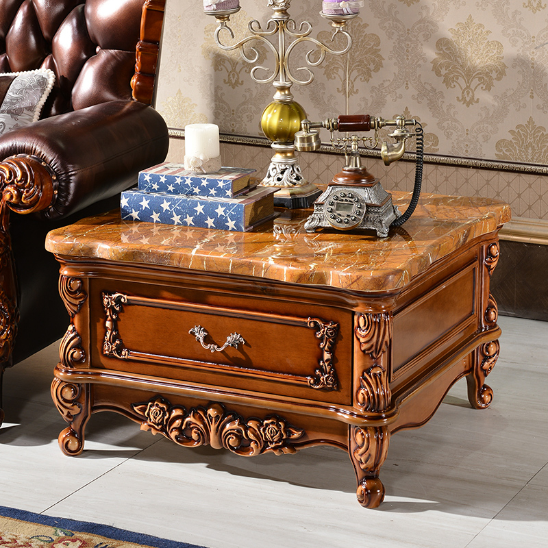 Warm trees European-style solid wood tea table living-room matching sofa corner a few marble face square tea table phone table 80 cm