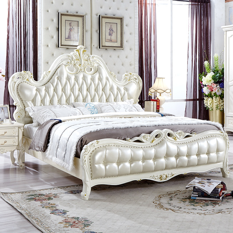 Xingai furniture European-style solid wood bed double bed 18 meters leather furniture princess bed high-end wedding bed master bed