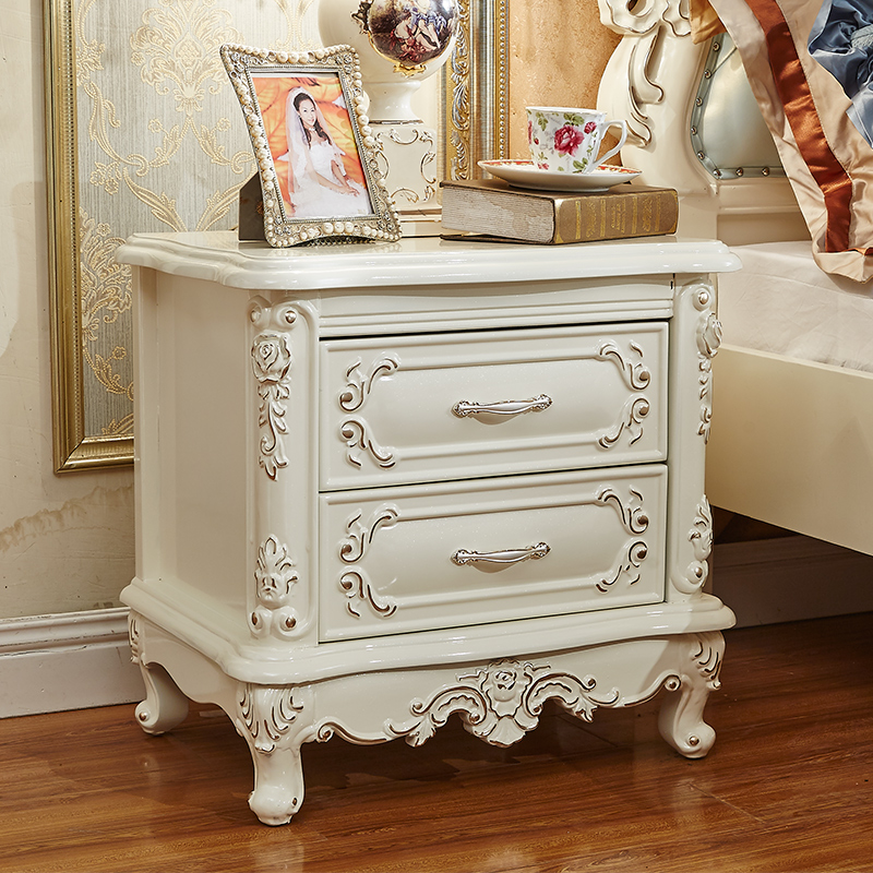 Eurostyle full solid wood bed head cabinet white sketch silver bed head cabinet bedroom furniture lockers