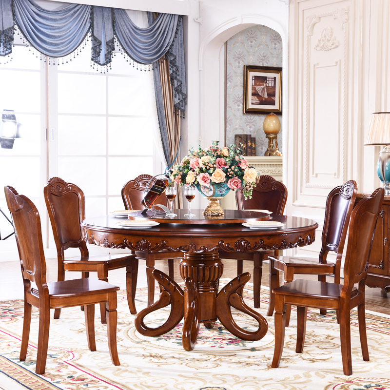 European Roundtable American Table Table 1 6 meter Table 6 people eat table 1 8 meter Round Table Solid Table Table