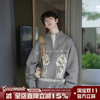 Fair isle cardigan sweater men's autumn and winter american retro Fair isle cardigan sweater men's autumn and winter american retro