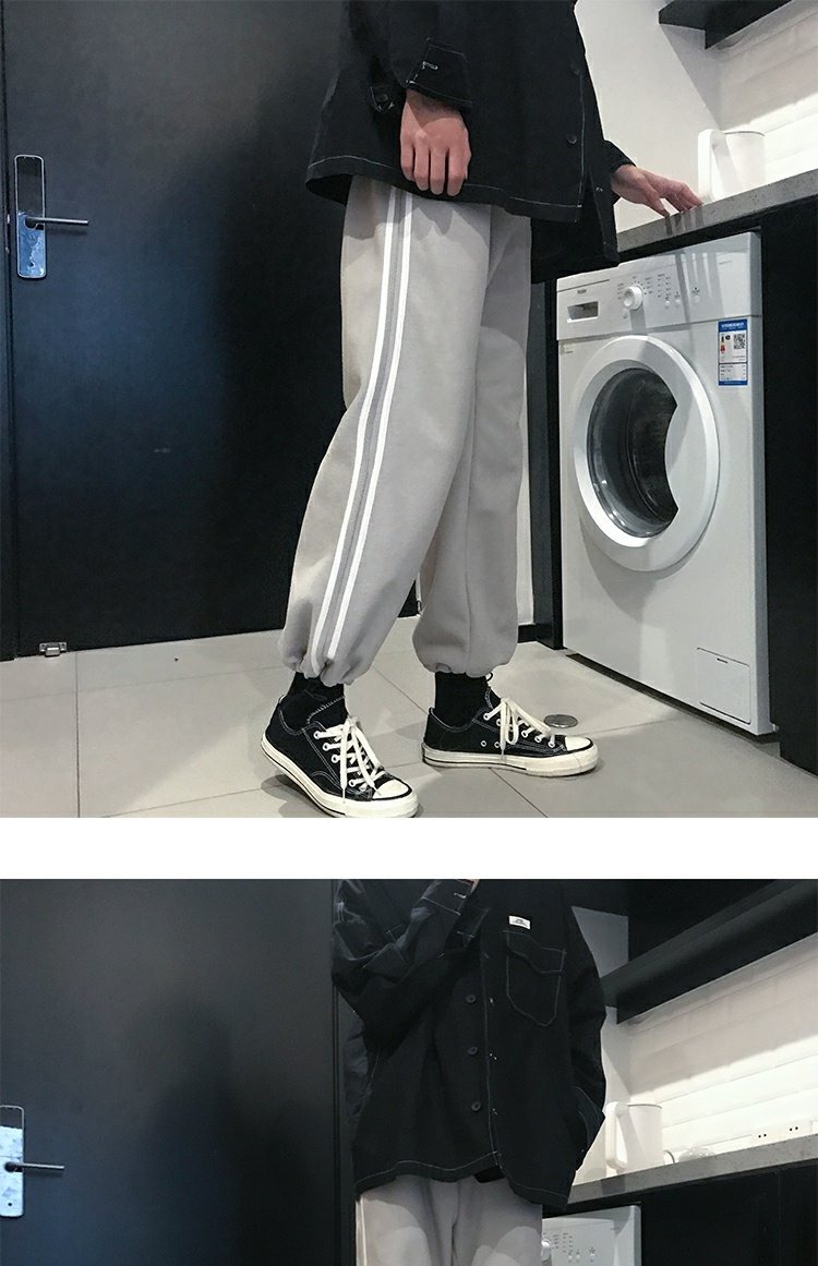 仔 艺 男 Mùa đông cộng với nhung dày nam phiên bản Hàn Quốc của xu hướng quần âu bf sinh viên quần thể thao chân dầm quần ống rộng nam