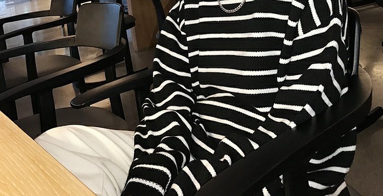 Aberdeen văn học nam mùa thu và mùa đông nam mới Hàn Quốc áo len sọc cao cổ áo len xu hướng bf Harajuku áo len nam