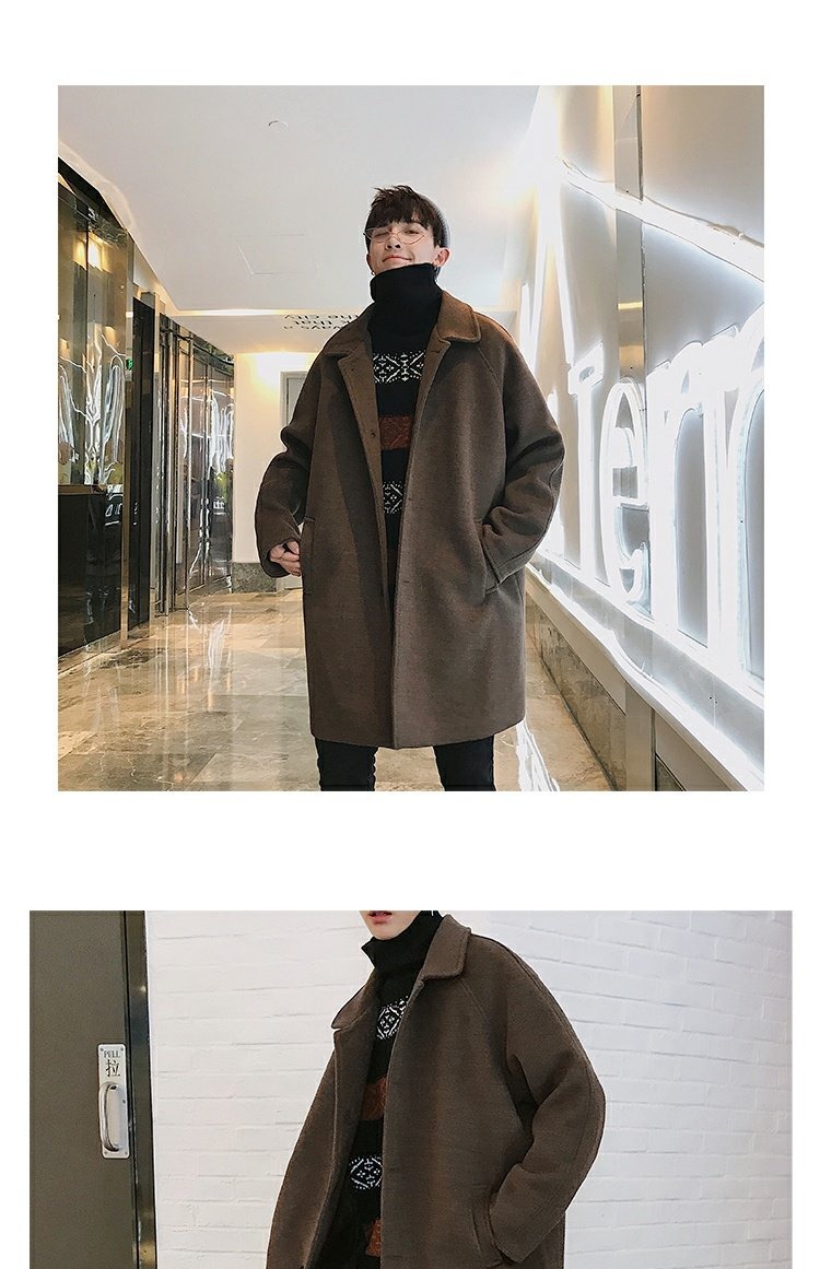 Hồng Kông Aberdeen người đàn ông văn học Hồng Kông phong cách Harajuku xu hướng áo len nam mùa đông ulzzang áo len dài shop áo khoác nam